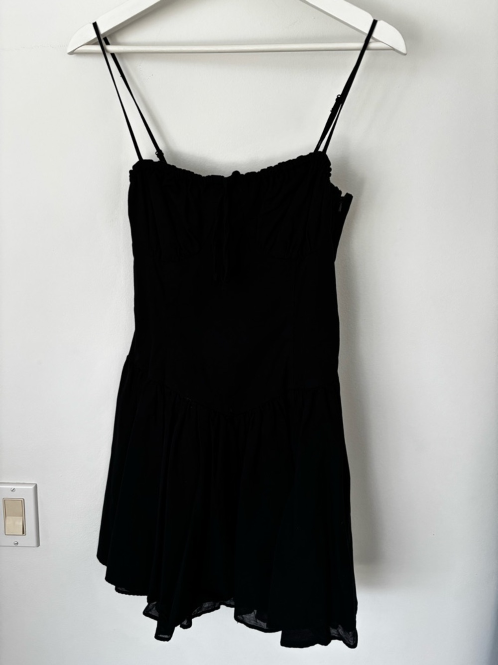 OAK + FORT Black Smocked Waist Top